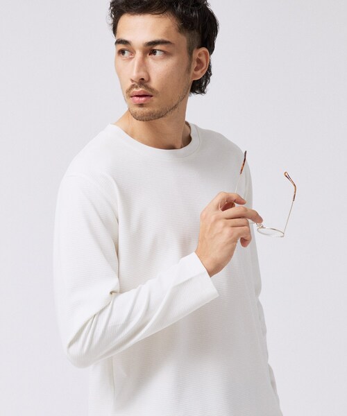 TAKEO KIKUCHI（タケオキクチ）の「2重編みガーター ボーダー 長袖 Tシャツ（Tシャツ/カットソー・メンズ・ブラック/ホワイト・04/03/02）」の5枚目の写真