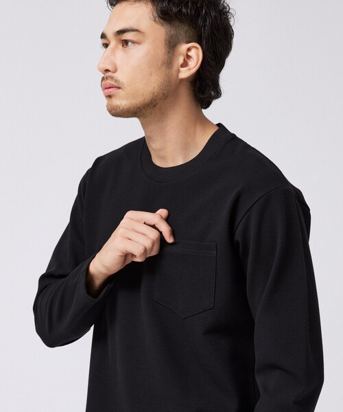 TAKEO KIKUCHI（タケオキクチ）の「2重編みガーター ボーダー 長袖 Tシャツ（Tシャツ/カットソー・メンズ・ブラック/ホワイト・04/03/02）」の8枚目の写真