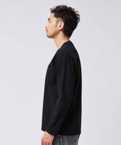 TAKEO KIKUCHI（タケオキクチ）の「2重編みガーター ボーダー 長袖 Tシャツ（Tシャツ/カットソー・メンズ・ブラック/ホワイト・04/03/02）」の13枚目の写真