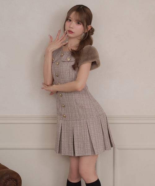 apres jour(アプレジュール)の「袖ファーツイードミニワンピース(ワンピース・レディース・オフホワイト/ピンクベージュ/ブラック・MEDIUM/X-LARGE/SMALL)」の18枚目の写真