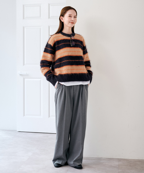 U by SPICK&SPAN(ユーバイスピックアンドスパン)の「裏起毛タックパンツ(スラックス・レディース・チャコールグレー/ブラウン・36/38)」の3枚目の写真