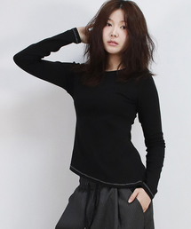 unbalanced slim fit long-sleeve T-shirt Black