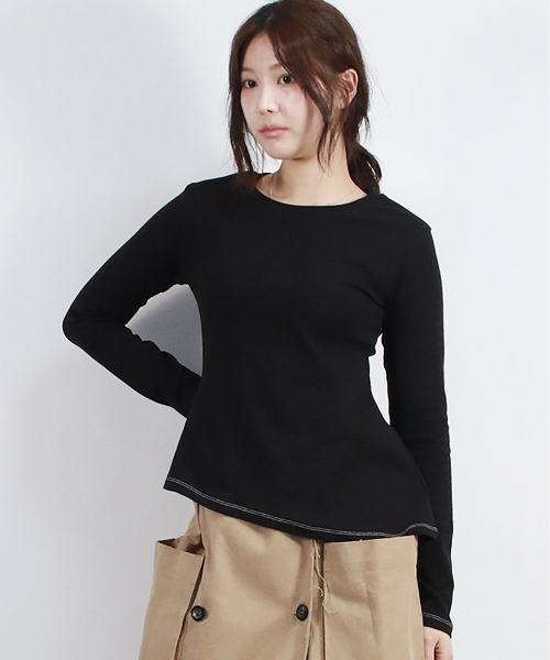 DEMARC(ドゥマーク)の「unbalanced slim fit long-sleeve T-shirt Black(Tシャツ/カットソー・レディース・ブラック・SMALL/MEDIUM)」の6枚目の写真