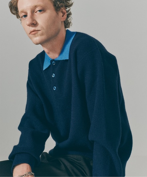 MAISON CLUB】Bi-Color Knit Polo Shirt / バイカラーニットポロシャツ