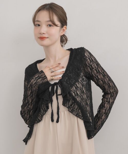 RETRO GIRL(レトロガール)の「ラッフルカットレースカーデ(Tシャツ/カットソー・レディース・ブラウン/ブラック/ナチュラル・FREE)」の6枚目の写真