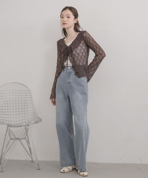 RETRO GIRL(レトロガール)の「ラッフルカットレースカーデ(Tシャツ/カットソー・レディース・ブラウン/ブラック/ナチュラル・FREE)」の15枚目の写真