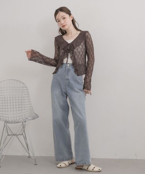 RETRO GIRL(レトロガール)の「ラッフルカットレースカーデ(Tシャツ/カットソー・レディース・ブラウン/ブラック/ナチュラル・FREE)」の16枚目の写真