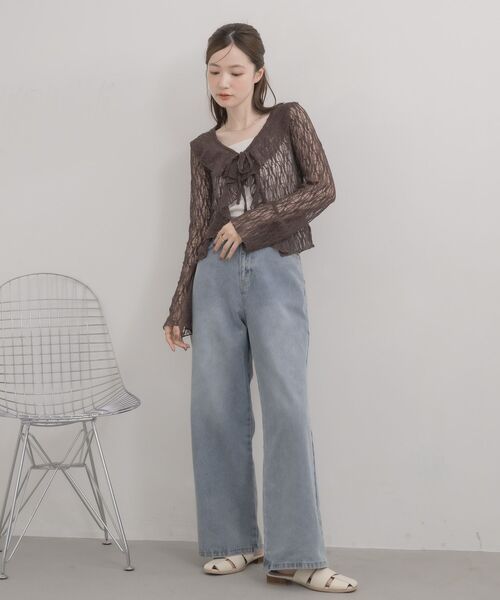RETRO GIRL(レトロガール)の「ラッフルカットレースカーデ(Tシャツ/カットソー・レディース・ブラウン/ブラック/ナチュラル・FREE)」の17枚目の写真
