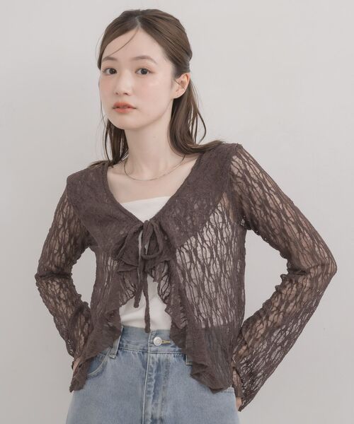 RETRO GIRL(レトロガール)の「ラッフルカットレースカーデ(Tシャツ/カットソー・レディース・ブラウン/ブラック/ナチュラル・FREE)」の20枚目の写真