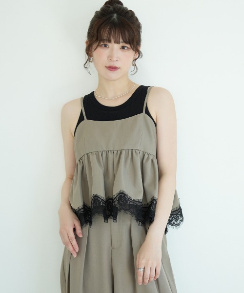 Nulli(ヌリ)の「裾レースギャザーフリルビスチェ(その他トップス・レディース・チャコールグレー/ブラック/ブラウン/グレイッシュベージュ・FREE)」の21枚目の写真