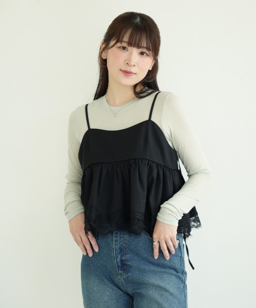 Nulli(ヌリ)の「裾レースギャザーフリルビスチェ(その他トップス・レディース・チャコールグレー/ブラック/ブラウン/グレイッシュベージュ・FREE)」の20枚目の写真