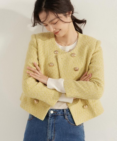 semplice(センプリチェ)の「ジャケット【韓国ファッション】(その他アウター・レディース・イエロー/ブラック・M/L)」の1枚目の写真