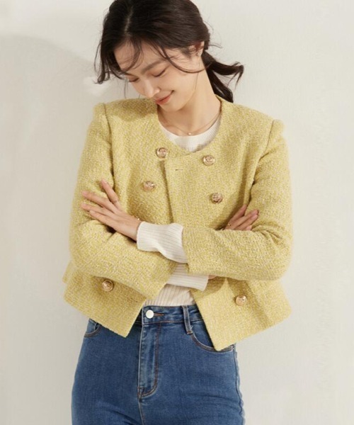 semplice(センプリチェ)の「ジャケット【韓国ファッション】(その他アウター・レディース・イエロー/ブラック・M/L)」の6枚目の写真