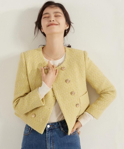 semplice(センプリチェ)の「ジャケット【韓国ファッション】(その他アウター・レディース・イエロー/ブラック・M/L)」の8枚目の写真