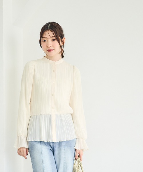 12Twelve Agenda（トゥエルブ　アジェンダ）の「総プリーツペプラムブラウス（シャツ/ブラウス・レディース・ブラック/アイボリー・M）」の4枚目の写真