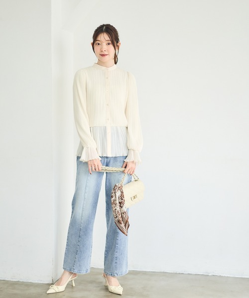 12Twelve Agenda（トゥエルブ　アジェンダ）の「総プリーツペプラムブラウス（シャツ/ブラウス・レディース・ブラック/アイボリー・M）」の8枚目の写真