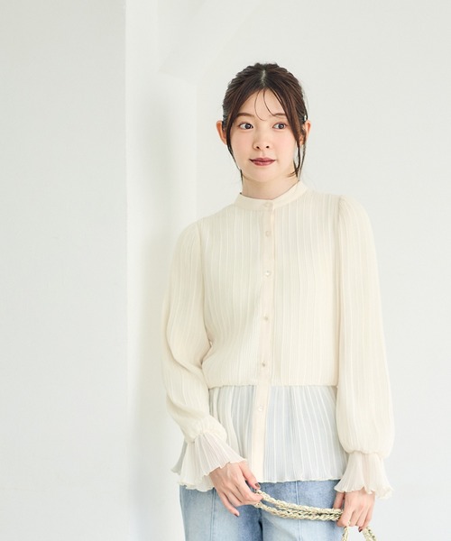 12Twelve Agenda（トゥエルブ　アジェンダ）の「総プリーツペプラムブラウス（シャツ/ブラウス・レディース・ブラック/アイボリー・M）」の3枚目の写真