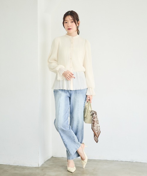 12Twelve Agenda（トゥエルブ　アジェンダ）の「総プリーツペプラムブラウス（シャツ/ブラウス・レディース・ブラック/アイボリー・M）」の9枚目の写真