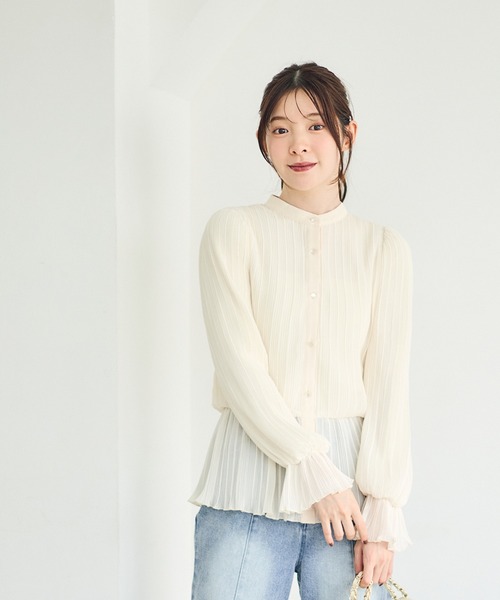12Twelve Agenda（トゥエルブ　アジェンダ）の「総プリーツペプラムブラウス（シャツ/ブラウス・レディース・ブラック/アイボリー・M）」の5枚目の写真