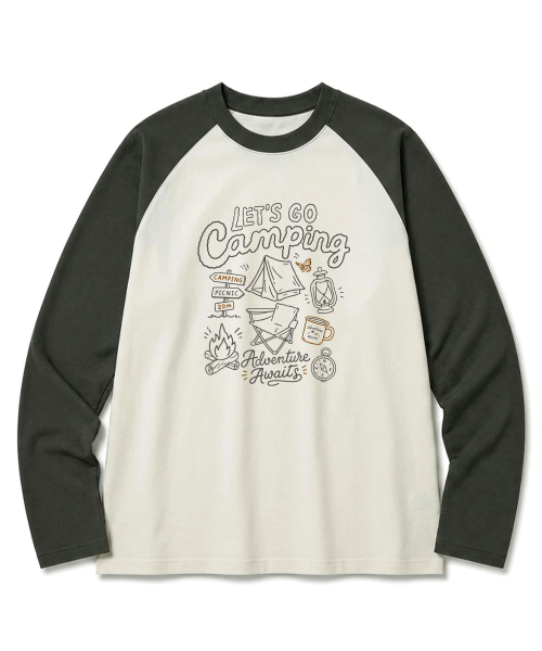 BEMIGHTY(ビーマイティー)の「アドベンチャーキャンプ オーバーサイズ ラグラン長袖Tシャツ クリーム(Tシャツ/カットソー・メンズ・その他・LARGE/X-LARGE/XX-LARGE)」の1枚目の写真