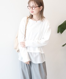 裾異素材プルオーバー