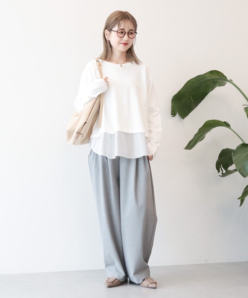 AMERICAN HOLIC(アメリカンホリック)の「裾異素材プルオーバー(Tシャツ/カットソー・レディース・オフホワイト/ブラック・FREE)」の12枚目の写真
