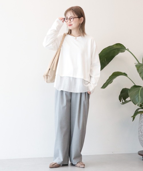 AMERICAN HOLIC(アメリカンホリック)の「裾異素材プルオーバー(Tシャツ/カットソー・レディース・オフホワイト/ブラック・FREE)」の13枚目の写真