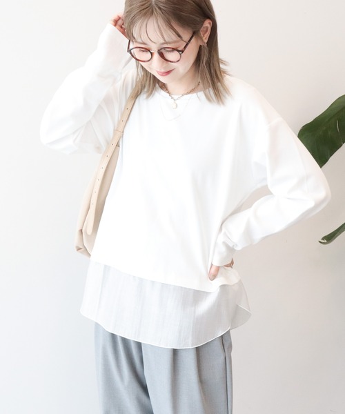 AMERICAN HOLIC(アメリカンホリック)の「裾異素材プルオーバー(Tシャツ/カットソー・レディース・オフホワイト/ブラック・FREE)」の5枚目の写真