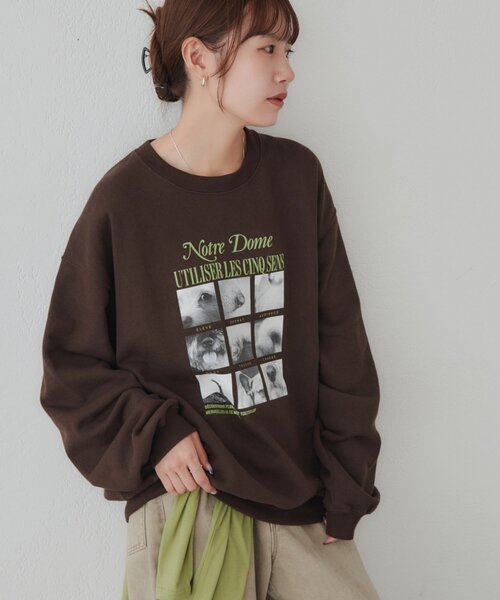DISCOAT(ディスコート)の「【Enlude】ボックスアニマルフォトスウェット《ユニセックス》(Tシャツ/カットソー・メンズ・ライトベージュ/ブラウン/ネイビー・FREE)」の1枚目の写真