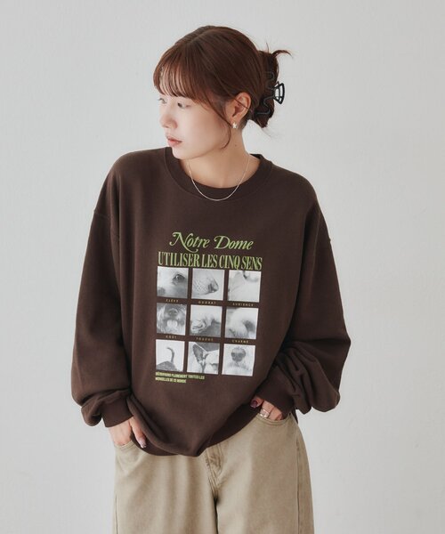 DISCOAT(ディスコート)の「【Enlude】ボックスアニマルフォトスウェット《ユニセックス》(Tシャツ/カットソー・メンズ・ライトベージュ/ブラウン/ネイビー・FREE)」の5枚目の写真