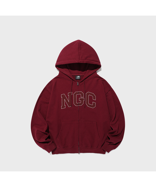 NICE GHOST CLUB(ナイスゴーストクラブ)の「NGC ロゴ ジップアップフーディ_バーガンディ(NG2GFUM486A)(パーカー・レディース・バーガンディー・SMALL/MEDIUM/LARGE)」の1枚目の写真