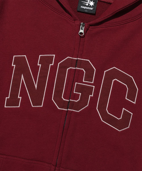 NICE GHOST CLUB(ナイスゴーストクラブ)の「NGC ロゴ ジップアップフーディ_バーガンディ(NG2GFUM486A)(パーカー・レディース・バーガンディー・SMALL/MEDIUM/LARGE)」の4枚目の写真