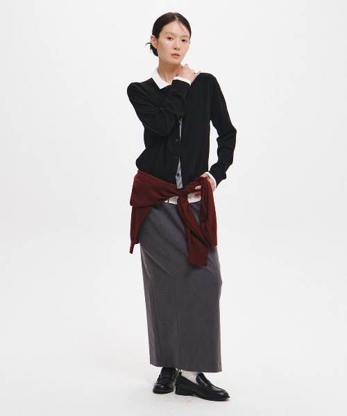 GENERAL IDEA（ジェネラルアイデア）の「【GENERAL IDEA】ダブルレイヤードカラーカーディガン / DOUBLE-LAYERED COLLAR CARDIGAN（カーディガン/ボレロ・レディース・チャコール/イエロー/ブラック・L/M/S）」の7枚目の写真