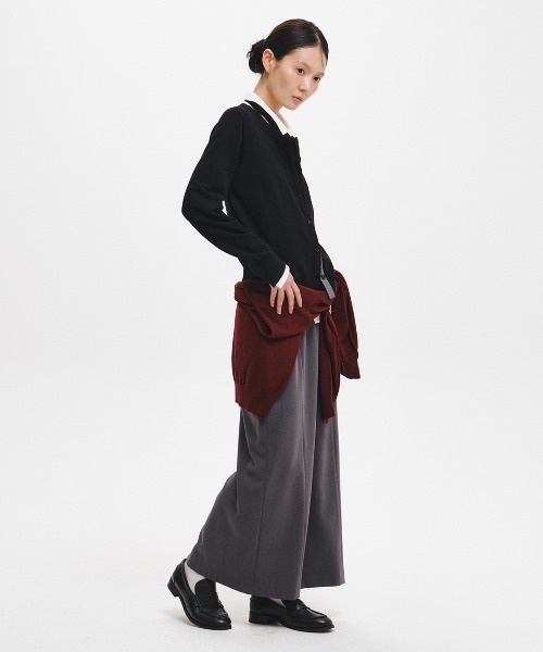 GENERAL IDEA（ジェネラルアイデア）の「【GENERAL IDEA】ダブルレイヤードカラーカーディガン / DOUBLE-LAYERED COLLAR CARDIGAN（カーディガン/ボレロ・レディース・チャコール/イエロー/ブラック・L/M/S）」の8枚目の写真