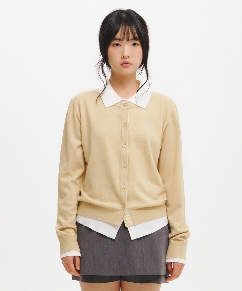 GENERAL IDEA（ジェネラルアイデア）の「【GENERAL IDEA】ダブルレイヤードカラーカーディガン / DOUBLE-LAYERED COLLAR CARDIGAN（カーディガン/ボレロ・レディース・チャコール/イエロー/ブラック・L/M/S）」の18枚目の写真