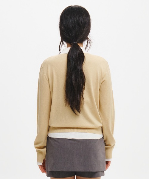 GENERAL IDEA（ジェネラルアイデア）の「【GENERAL IDEA】ダブルレイヤードカラーカーディガン / DOUBLE-LAYERED COLLAR CARDIGAN（カーディガン/ボレロ・レディース・チャコール/イエロー/ブラック・L/M/S）」の19枚目の写真