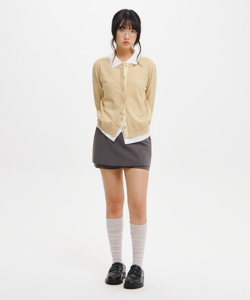 GENERAL IDEA（ジェネラルアイデア）の「【GENERAL IDEA】ダブルレイヤードカラーカーディガン / DOUBLE-LAYERED COLLAR CARDIGAN（カーディガン/ボレロ・レディース・チャコール/イエロー/ブラック・L/M/S）」の21枚目の写真