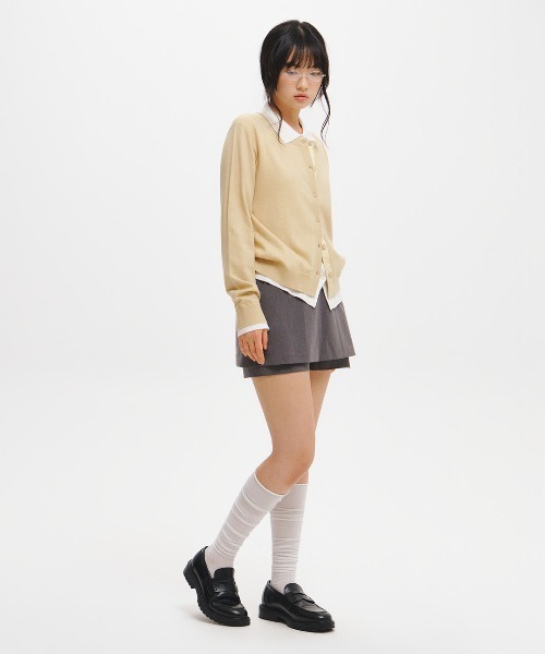 GENERAL IDEA（ジェネラルアイデア）の「【GENERAL IDEA】ダブルレイヤードカラーカーディガン / DOUBLE-LAYERED COLLAR CARDIGAN（カーディガン/ボレロ・レディース・チャコール/イエロー/ブラック・L/M/S）」の22枚目の写真