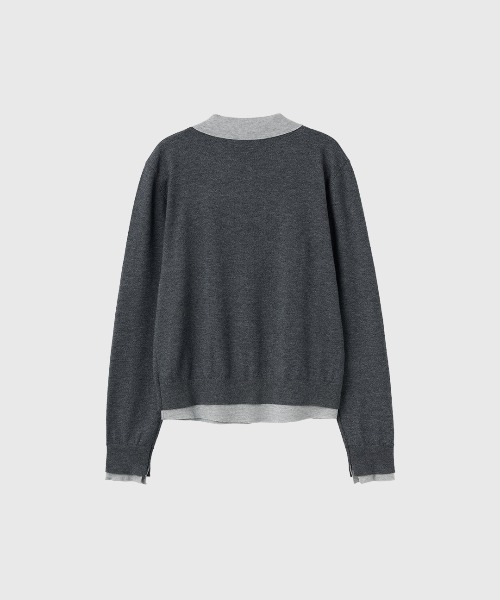 GENERAL IDEA（ジェネラルアイデア）の「【GENERAL IDEA】ダブルレイヤードカラーカーディガン / DOUBLE-LAYERED COLLAR CARDIGAN（カーディガン/ボレロ・レディース・チャコール/イエロー/ブラック・L/M/S）」の17枚目の写真