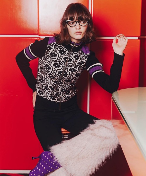 JOINT WORKS(ジョイントワークス)の「anna sui nyc / アナスイエヌワイシー スキーニットブルゾン(ニット/セーター・レディース・ブラック/ネイビー・FREE)」の1枚目の写真