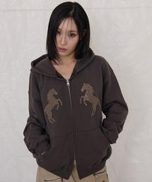 Midnight Move（ミッドナイトムーブ）の「A'GEM/9 × .kom 『MIDNIGHT MOVE/ミッドナイトムーブ』HORSE HOOD ZIP UP/ホース フードジップアップパーカー（パーカー）」