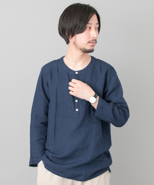 URBAN RESEARCH(アーバンリサーチ)の「URBAN RESEARCH リネンヘンリー8分袖シャツTee(シャツ/ブラウス・メンズ・インディゴブルー/ホワイト/ブラック・LARGE/MEDIUM)」の3枚目の写真