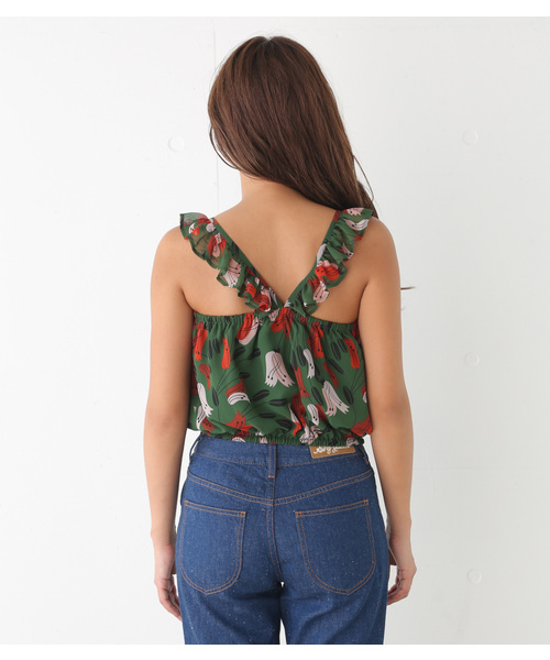 SLY(スライ)の「KIELO FLOWER フリルTOPS(タンクトップ・レディース・ダークグリーン/レッド/ネイビー・FREE)」の20枚目の写真