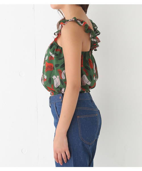 SLY(スライ)の「KIELO FLOWER フリルTOPS(タンクトップ・レディース・ダークグリーン/レッド/ネイビー・FREE)」の21枚目の写真