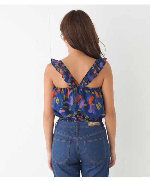 SLY(スライ)の「KIELO FLOWER フリルTOPS(タンクトップ・レディース・ダークグリーン/レッド/ネイビー・FREE)」の16枚目の写真