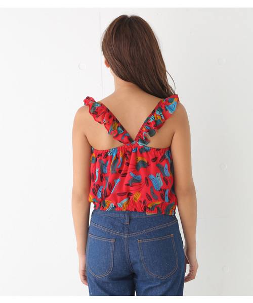 SLY(スライ)の「KIELO FLOWER フリルTOPS(タンクトップ・レディース・ダークグリーン/レッド/ネイビー・FREE)」の19枚目の写真