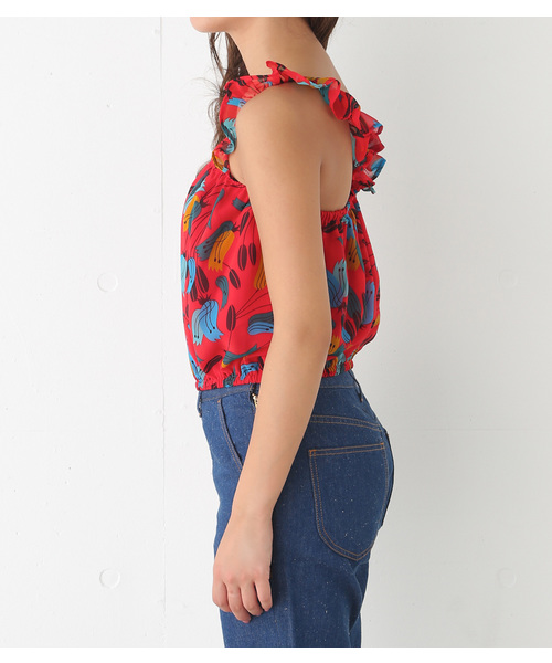 SLY(スライ)の「KIELO FLOWER フリルTOPS(タンクトップ・レディース・ダークグリーン/レッド/ネイビー・FREE)」の14枚目の写真