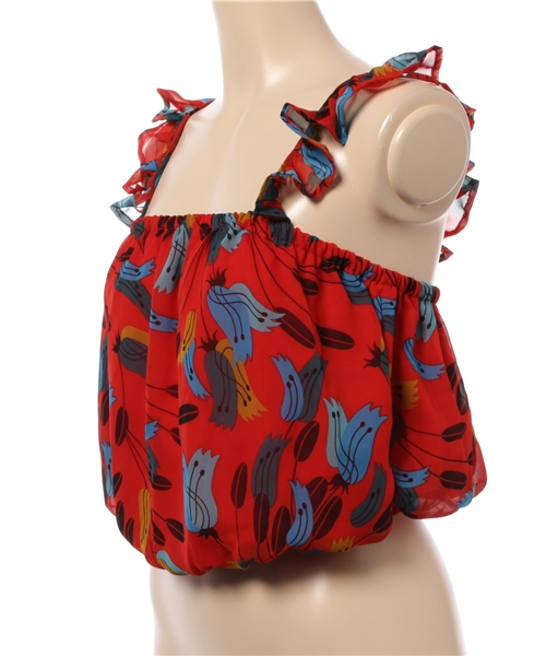 SLY(スライ)の「KIELO FLOWER フリルTOPS(タンクトップ・レディース・ダークグリーン/レッド/ネイビー・FREE)」の12枚目の写真