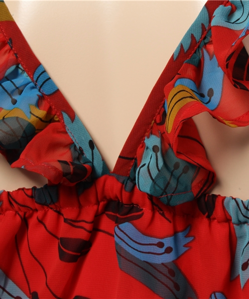 SLY(スライ)の「KIELO FLOWER フリルTOPS(タンクトップ・レディース・ダークグリーン/レッド/ネイビー・FREE)」の9枚目の写真