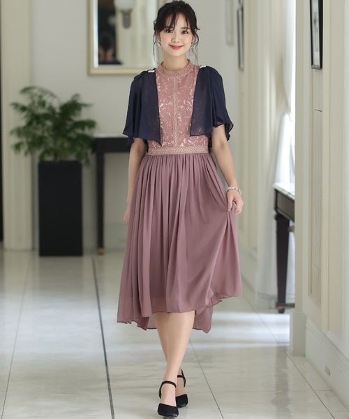 PourVous(プールヴー)の「リボンが心揺らめくリボン ボレロ 結婚式対応 オケージョン (ノーカラージャケット・レディース・アイボリー/ブラック/シルバー/ネイビー・M)」の12枚目の写真